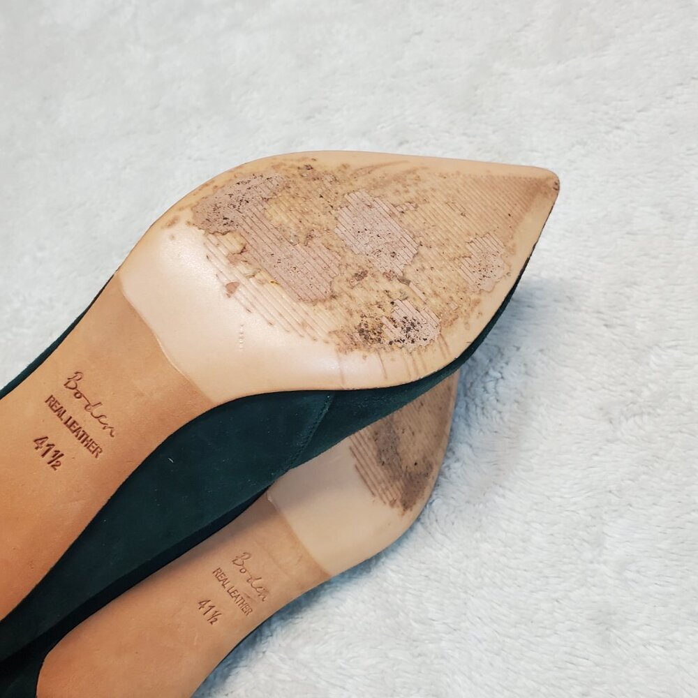 Women's Teal Suede Pointed-Toe D'Orsay Pumps - Picture 8 of 12